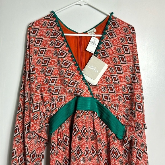 NWT Talitha Collection Almasi-Print Short Kimono Dress 100% Silk XL - Picture 3 of 16